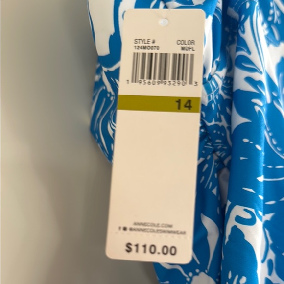 Blue Floral Women's Anne Cole size 14 Swimsuit - Picture 3 of 5